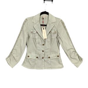 NWT XCVI WEARABLES Green 10122W Folksy 3/4 Sleeve Stretch Blazer Jacket SMALL
